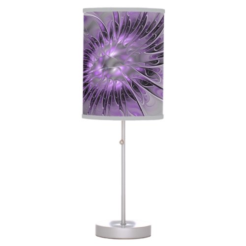 Lavender Flower Dream Modern Abstract Fractal Art Table Lamp