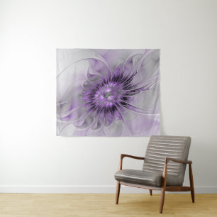 Lavender Flower Dream Modern Abstract Fractal Art Tapestry