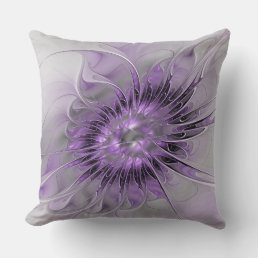 Lavender Flower Dream Modern Abstract Fractal Art Throw Pillow