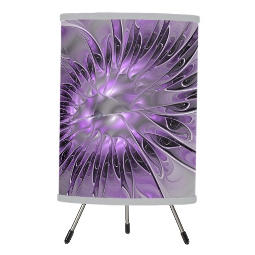 Lavender Flower Dream Modern Abstract Fractal Art Tripod Lamp