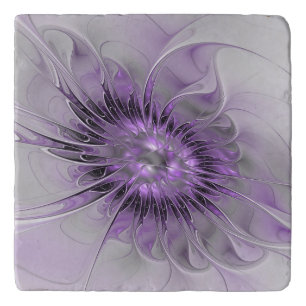 Lavender Flower Dream Modern Abstract Fractal Art Trivet