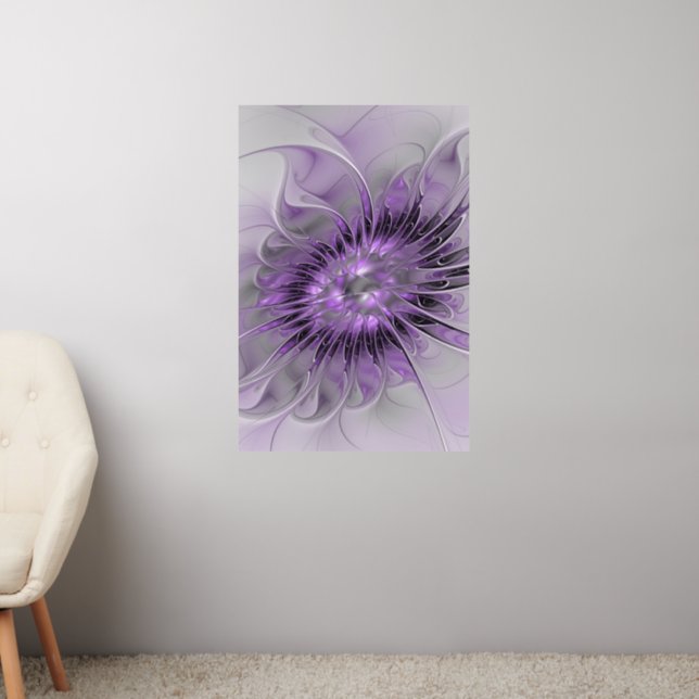 Lavender Flower Dream Modern Abstract Fractal Art Wall Decal (Living Room 2)