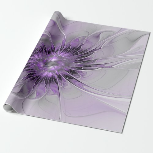 Lavender Flower Dream Modern Abstract Fractal Art Wrapping Paper