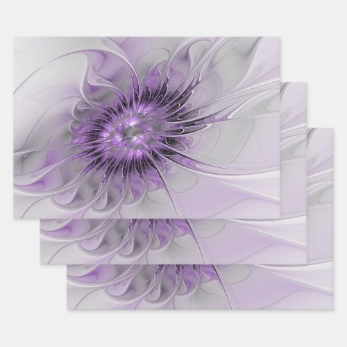 Lavender Flower Dream Modern Abstract Fractal Art Wrapping Paper Sheets