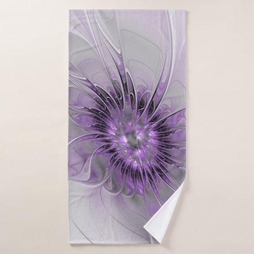 Lavender Flower Dream Modern Abstract Fractal Bath Towel