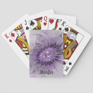 Lavender Flower Dream Modern Abstract Fractal Name Poker Cards