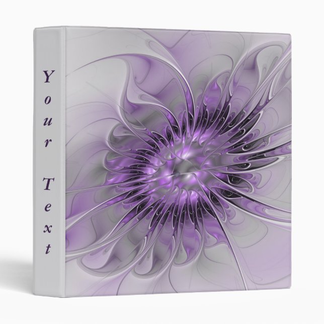 Lavender Flower Dream Modern Abstract Fractal Text 3 Ring Binder (Front/Spine)