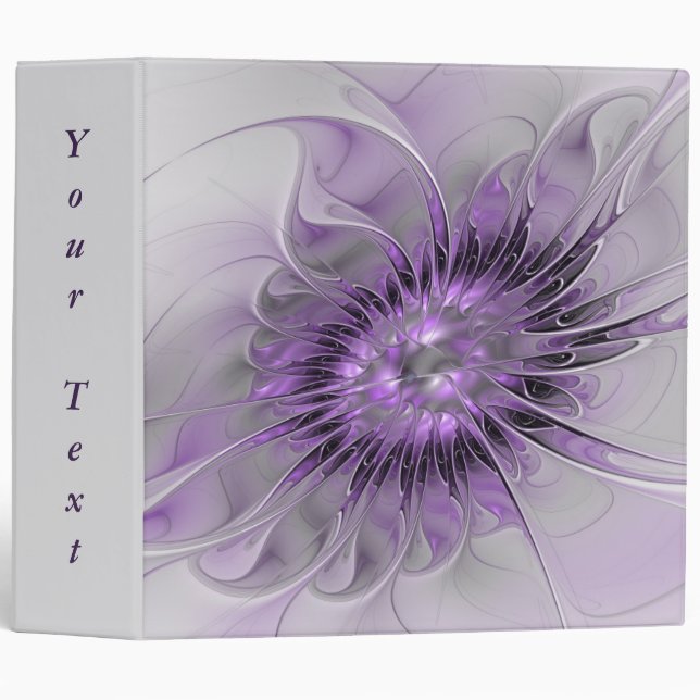 Lavender Flower Dream Modern Abstract Fractal Text 3 Ring Binder (Front/Spine)