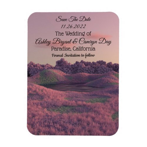 Lavender Flower Field Country Save The Date Magnet