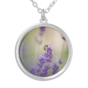 Lavender Flower Nature Photo Silver Plated Necklace