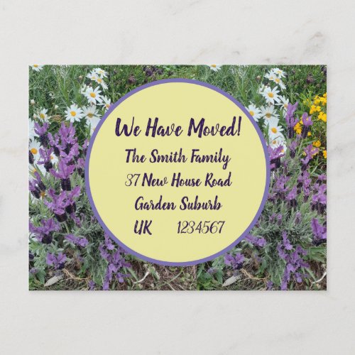 Lavender Flower New Address Postcard We Are Moving