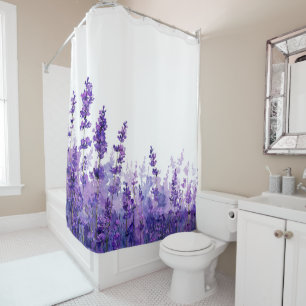 Lavender Flower Pastel Floral Whimsical Watercolor Shower Curtain