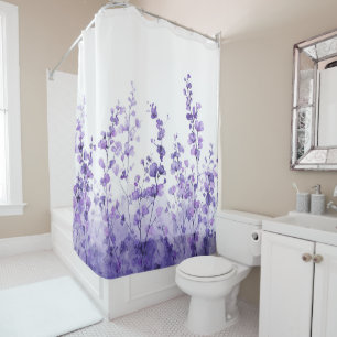 Lavender Flower Pastel Floral Whimsical Watercolor Shower Curtain