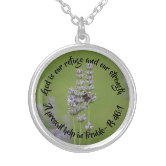 Lavender Flower Pendant with Psalm 46:1