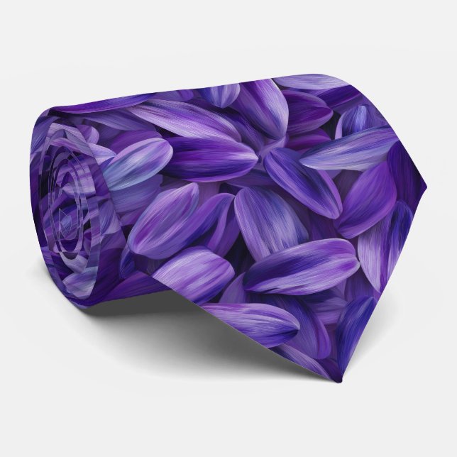 Lavender Flower Petals Pattern Neck Tie (Rolled)