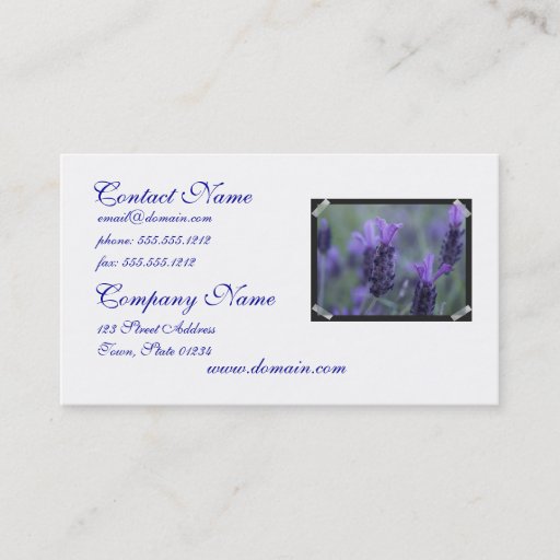 Customizable Lavender Flower Photo Business Card