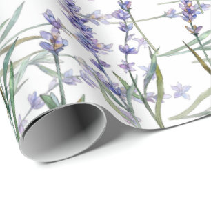 Lavender Flower Plant Watercolor Art Blue Lilac Wrapping Paper