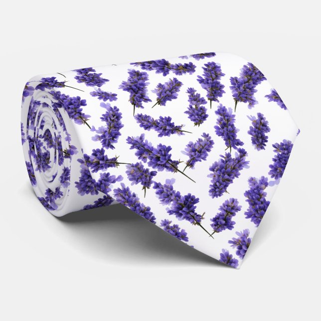 Lavender Flower Seamless Pattern Neck Tie (Rolled)
