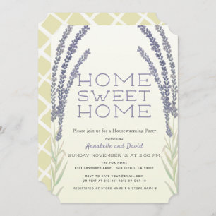 Lavender Flower Sprigs Yellow House Warming Party Invitation