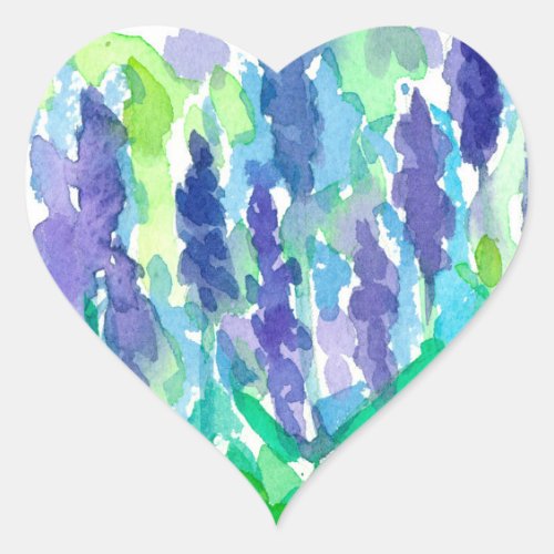 Lavender Flower Watercolor Heart Sticker