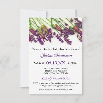 Lavender Flowers - 3x5 Baby Shower Invitation by Midesigns55555 at Zazzle