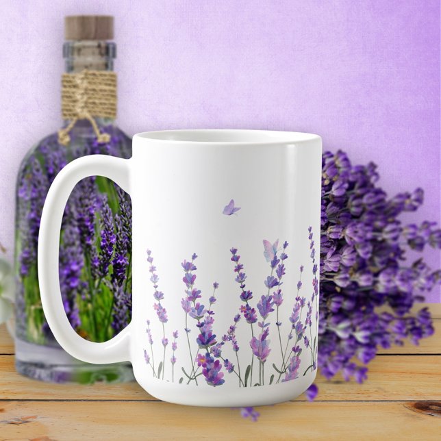 Lavender Flowers and Butterflies Coffee Mug (Creator Uploaded)