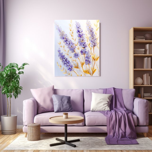 Lavender Flowers and Golden Leaves Canvas Print (Creator Uploaded)