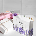 Lavender flowers bees bridesmaid large gift bag<br><div class="desc">White background. Decorated with lavender flowers and bees
Personalize and add your bridesmade's name.</div>
