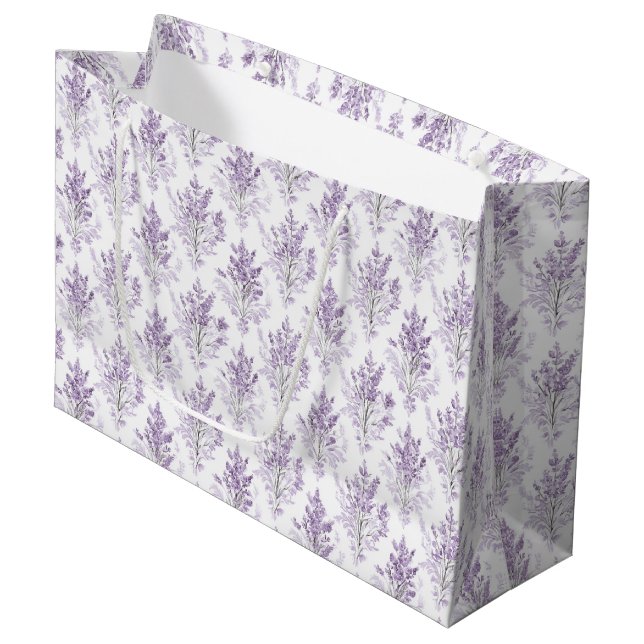 Lavender Flowers Birthday Large Gift Bag (Front Angled)