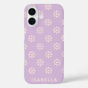 Lavender Flowers Boho Pattern Personalized iPhone 16 Case