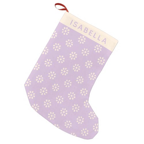 Lavender Flowers Boho Pattern Personalized Small Christmas Stocking
