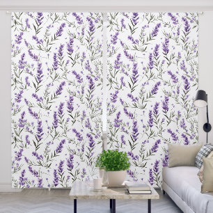 Lavender Flowers Botanical Pattern Blackout Curtains