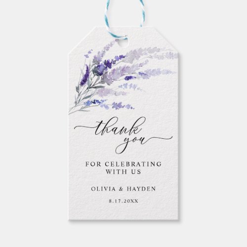 Lavender Flowers Botanical Wedding Favor Thank You Gift Tags