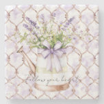 Lavender Flowers Bow Stone Coaster