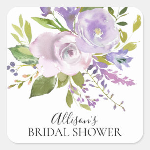 Lavender Flowers Bridal Shower Envelope Seal