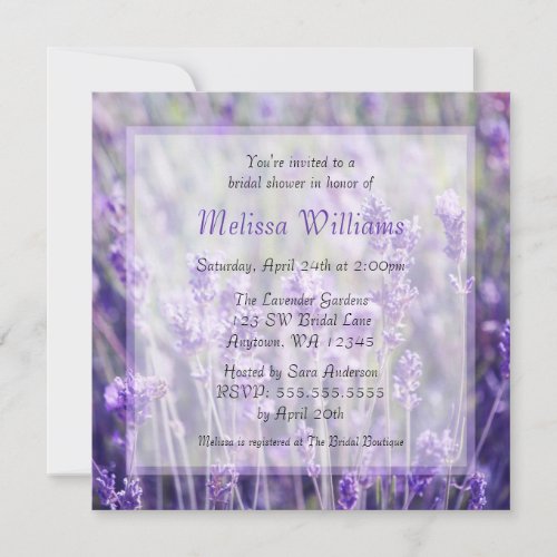 Lavender Flowers Bridal Shower Custom Invitation