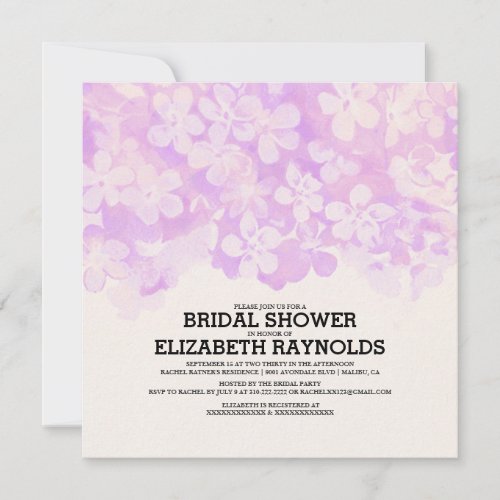 Lavender Flowers Bridal Shower Invitations