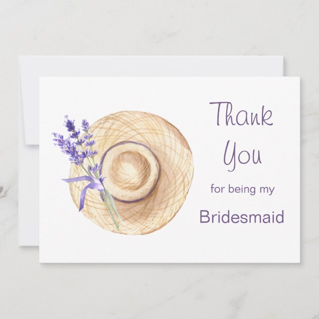 Lavender Flowers Bridesmaid Thank You Card (Front)