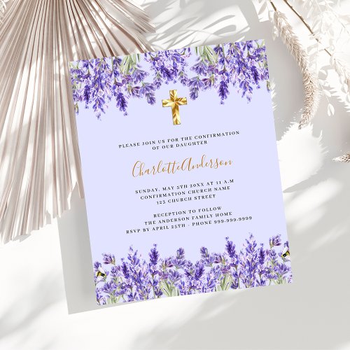 Lavender flowers budget Confirmation invitation