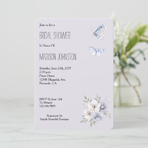 Lavender Flowers & Butterflies Bridal Shower Invitation