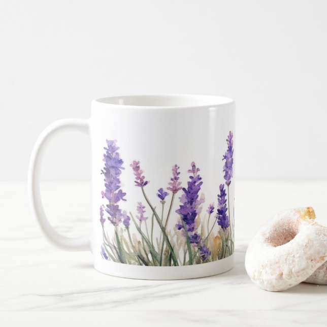 Lavender Flowers Coffee Mug (With Donut)