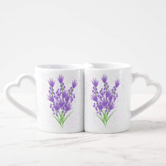 Lavender flowers coffee mug set (Front Nesting)