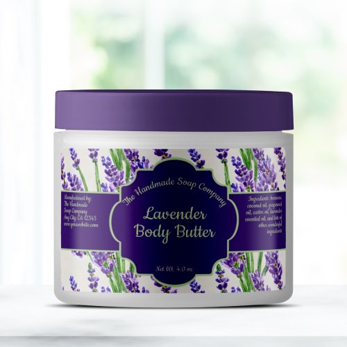 Lavender Flowers Cosmetics Jar Label