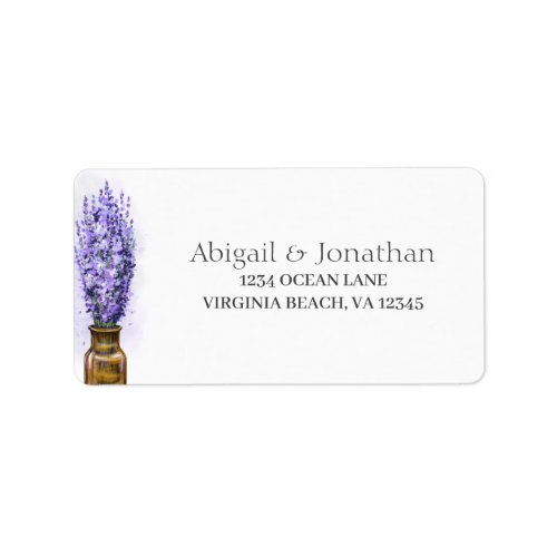Lavender Flowers Couple Wedding Floral Address Label