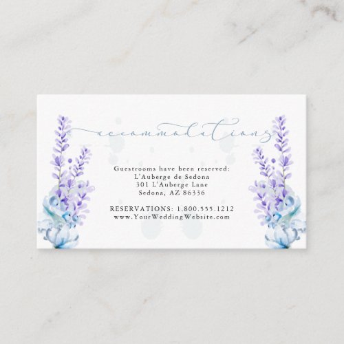 Lavender Flowers Dusty Blue Guest Accommodations Enclosure Card