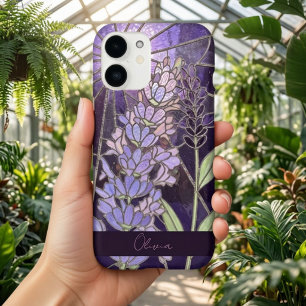 Lavender Flowers Faux Stained Glass Effect iPhone 17 Case