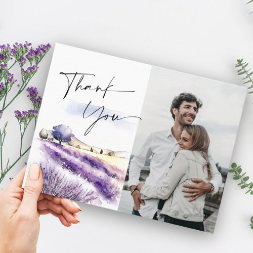 Lavender Flowers Field Thank You Photo Postcard