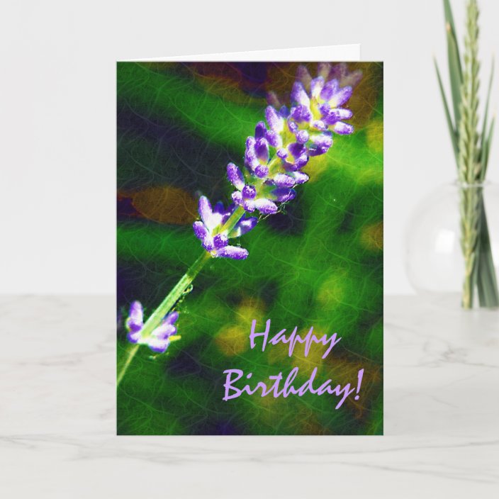 Lavender Flowers Floral Happy Birthday Card | Zazzle.com