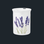 Lavender flowers french Floral Purple Herb Plant Beverage Pitcher<br><div class="desc">Purple Lavender home décor pitcher. Botanical plants. Original watercolour painting. Herbs. Kitchen décor. Garden flowers.</div>