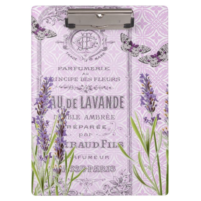 Lavender Flowers French Vintage Collage Clipboard (Front)